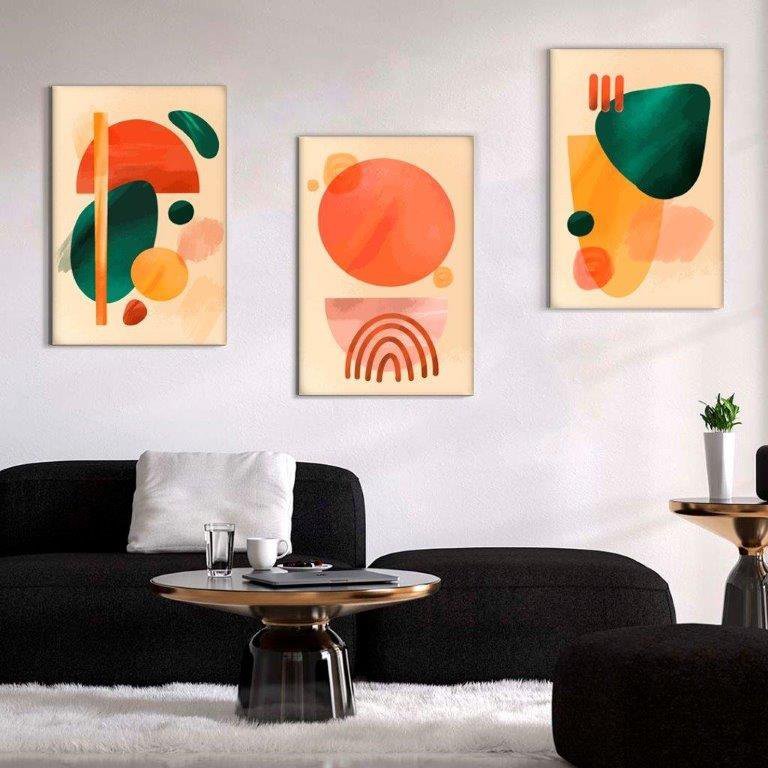 Kit com 3 Quadros Arte Abstrata em Lona 60x90cm - 1
