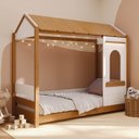 Ver imagem 1 de Cama Casinha Montessoriano Reversível com Janela de LED Aria Casatema MadeiraOriginals Marrom/Nogueira/Branco
