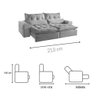 Sofá Retrátil e Reclinável Leblon Tecido Veludo Cinza 2,10 M TNA Decor - 3