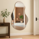 Ver mais imagens de Espelho Orgânico S/ Moldura Lapidado Decorativo Sala Hall Closet 90x60 Suporte Parede