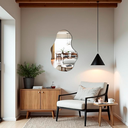 Ver imagem 5 de Espelho Orgânico S/ Moldura Lapidado Decorativo Sala Hall Closet 90x60 Suporte Parede