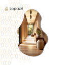 Ver mais imagens de Espelho Orgânico S/ Moldura Lapidado Decorativo Sala Hall Closet 90x60 Suporte Parede