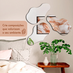 Espelho Orgânico S/ Moldura Lapidado Decorativo Sala Hall Closet 90x60 Suporte Parede - 11