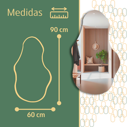 Espelho Orgânico S/ Moldura Lapidado Decorativo Sala Hall Closet 90x60 Suporte Parede - 9