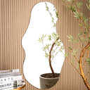 Ver imagem 2 de Espelho Orgânico S/ Moldura Lapidado Decorativo Sala Hall Closet 90x60 Suporte Parede