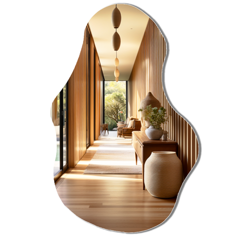 Espelho Orgânico S/ Moldura Lapidado Decorativo Sala Hall Closet 90x60 Suporte Parede