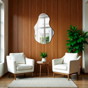 Ver imagem 4 de Espelho Orgânico S/ Moldura Lapidado Decorativo Sala Hall Closet 90x60 Suporte Parede