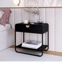 Ver imagem 1 de Mesa de Cabeceira Orgânica 60cm 1 Gaveta Pé Metal Luna Móvel na Caixa