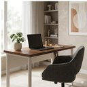 Ver imagem 3 de Mesa Escritório Pé Quadro 1,20x0,60m s/ Gavetas Nogal Sevilha / Champanhe 34303