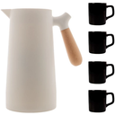 Ver imagem 1 de Garrafa de Café Térmica 1 Litro Cabo Madeira 4 Xicaras Luxo Cor:Branca