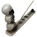 Ver imagem 2 de Incensário Régua 3 Crânios Patinado 26 cm em Resina