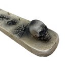 Ver imagem 4 de Incensário Régua 3 Crânios Patinado 26 cm em Resina