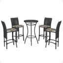Ver imagem 1 de Mesa Bistrô e 4 Banquetas Roma Preta Corda Estofado 6 Trama Preto
