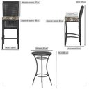 Ver imagem 2 de Mesa Bistrô e 4 Banquetas Roma Preta Corda Estofado 6 Trama Preto