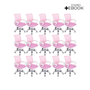 Ver imagem 2 de Kit 15 Cadeiras de Escritório Begonia Tela Mesh Ergonômico - Rosa + E-book