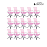 Kit 15 Cadeiras de Escritório Begonia Tela Mesh Ergonômico - Rosa + E-book - 2