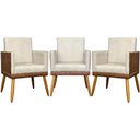 Ver imagem 1 de Kit 3 Poltronas Decorativas Lis Corino e Pé Palito - Bege Suede Corino