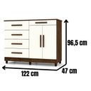 Ver imagem 3 de Cômoda Sapateira Sirius 2 Portas 5 Gavetas Imbuia Champanhe Vr