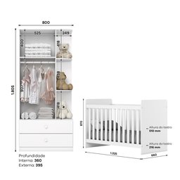 Quarto de Bebê Compacto com Berço e Guarda Roupa Sonho Encantado Espresso Móveis - 3