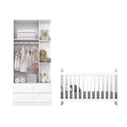 Quarto de Bebê Compacto com Berço e Guarda Roupa Sonho Encantado Espresso Móveis - 4