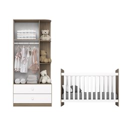 Quarto de Bebê Compacto com Berço e Guarda Roupa Sonho Encantado Espresso Móveis - 4
