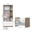 Ver imagem 3 de Quarto de Bebê Compacto com Berço e Guarda Roupa Sonho Encantado Espresso Móveis Marrom/Rústico/Branco