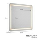 Ver imagem 3 de Espelho Quadrado Jateado 78 x 78 com LED para Penteadeira Quarto e Banheiro com Touch 3 Cores