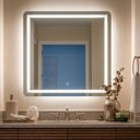 Ver imagem 7 de Espelho Quadrado Jateado 78 x 78 com LED para Penteadeira Quarto e Banheiro com Touch 3 Cores