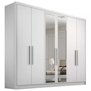 Ver imagem 1 de Guarda Roupa Casal Rizon 100% MDF 6 Portas 6 Gavetas com Espelho Novo Horizonte Neve