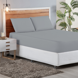 Lençol com Elástico Mias Fronha Jogo de Cama Casal.:cinza - 1