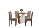 Ver imagem 1 de Conjunto Mesa Veneza 120cm sem Tampo de Vidro com 4 Cadeiras Ana - Imbuia / Vl02