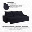 Ver imagem 2 de Sofá Retrátil Ultra Design Black 230m Suede Luxuoso Reclinável e Estilo Sofisticado Milão Preto