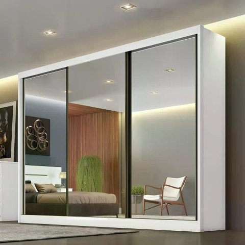 Guarda Roupa Sollo 3 Portas 6 Gavetas 3 Espelhos Cor:branco