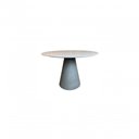 Ver imagem 2 de Mesa De Jantar Cone Cimento Queimado 160cm Tampo Laqueado Branco Branco