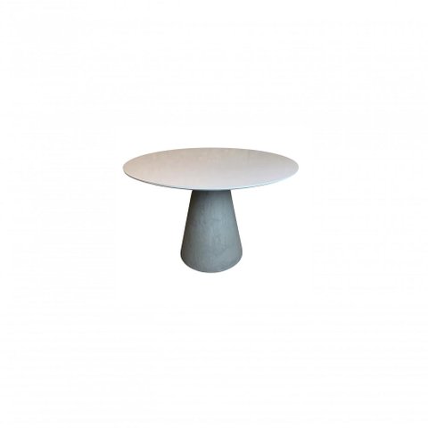 Mesa De Jantar Cone Cimento Queimado 160cm Tampo Laqueado Branco Branco