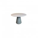 Ver imagem 1 de Mesa De Jantar Cone Cimento Queimado 160cm Tampo Laqueado Branco Branco