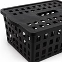 Ver imagem 4 de Caixa Organizadora 5 Litros Empilhavel Cesto Multiuso Preto 5L Vazado com Tampa Guarda Roupa Brinque