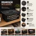 Ver imagem 5 de Caixa Organizadora 5 Litros Empilhavel Cesto Multiuso Preto 5L Vazado com Tampa Guarda Roupa Brinque