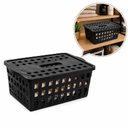 Ver imagem 2 de Caixa Organizadora 5 Litros Empilhavel Cesto Multiuso Preto 5L Vazado com Tampa Guarda Roupa Brinque