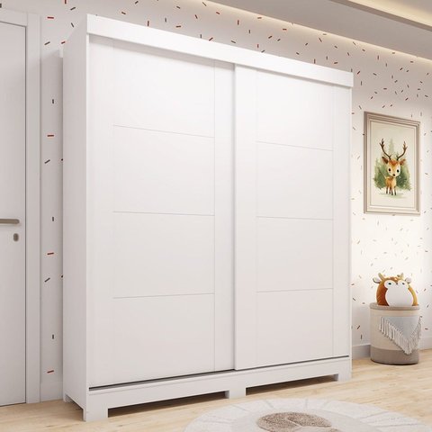 Guarda-Roupa Infantil 2 Portas de Correr 100% MDF 160cm Fantelli Espresso Móveis Branco