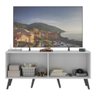 Rack Retrô para Tv até 50 Polegadas com 4 Portas Multimóveis Mp1071 Branco/preto - 2