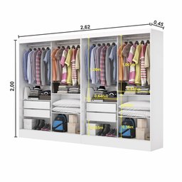 Closet Casal Duplo Belém 4 Portas Premium 4 Gavetas Carioca Móveis - 5
