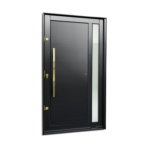 Porta Pivotante Alumínio Lambril Visione c/Pux.e.Elite Preto Gold 240x150 Brimak