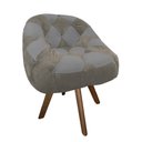 Ver imagem 2 de Poltrona Paloma Escritório Sala Giratória Madeira Suede Cappuccino e Suede Cinza - Dominic Decor