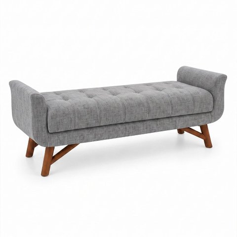 Puff Recamier 195cm Andros Linho Nobre Cinza - Sallar Home