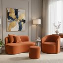 Ver imagem 1 de Conjunto 01 Poltrona + Sofá +1 Puff Curvo Orgânico Nature Gaia Suede Terracota - Montanaris Decor