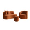 Ver imagem 2 de Conjunto 01 Poltrona + Sofá +1 Puff Curvo Orgânico Nature Gaia Suede Terracota - Montanaris Decor