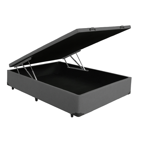 Cama Box Casal Baú Suede Cinza 138x188x35 - Fábrica de Tudo