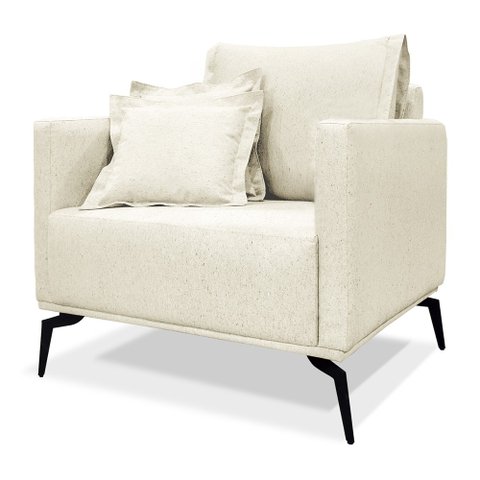 Poltrona para Sala Pés de Metal Vecchia S06 Linho Natural - Mpozenato