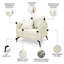 Ver imagem 3 de Poltrona para Sala Pés de Metal Vecchia S06 Linho Natural - Mpozenato
